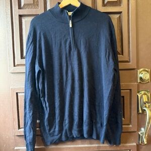 Ermenegildo Zegna Navy Zip-Neck Quarter Zip Knit Pullover